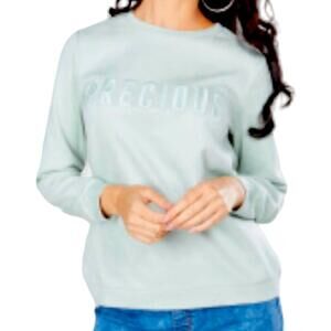 max Crew Neck Faux Suede Textured PRECIOUS Embroidered Sweatshirt size Medium